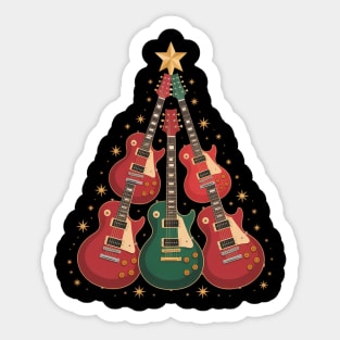 Cool Guitar Christmas Tree Guitar Lovers Christmas Tree Sticker